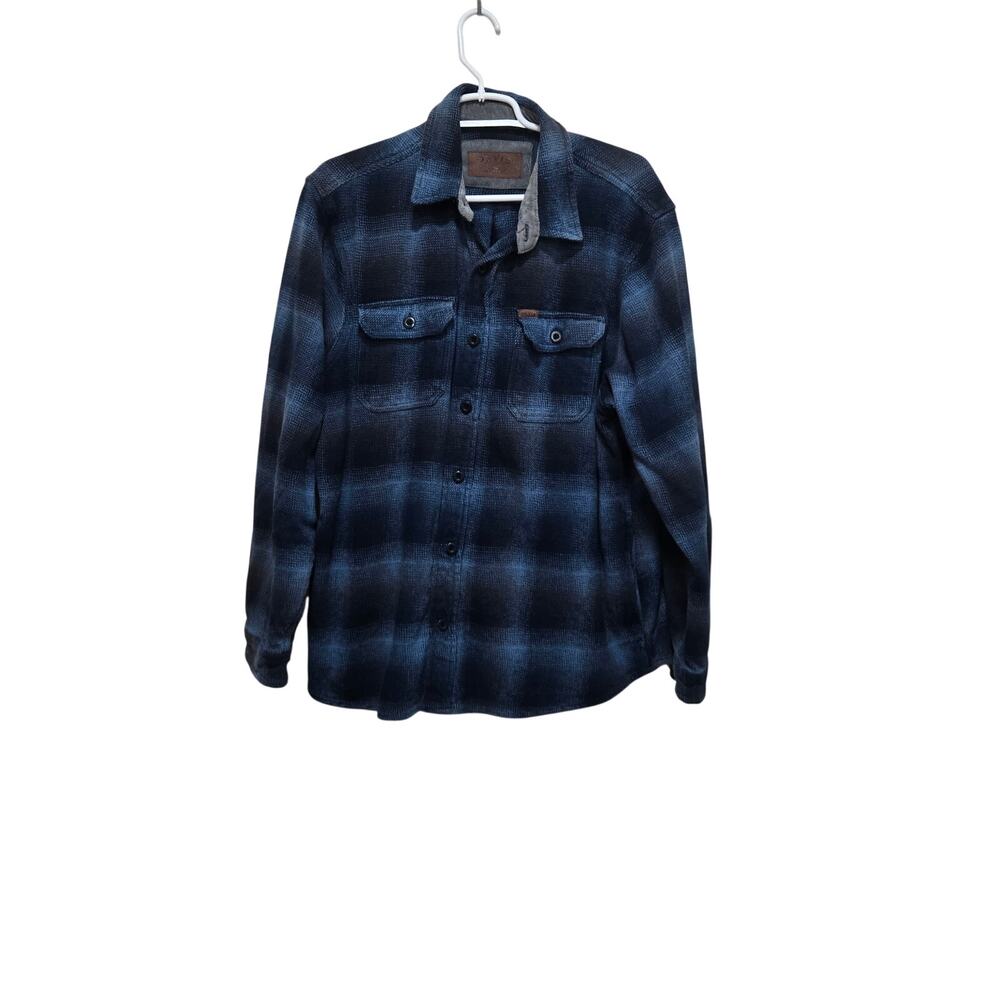 Orvis Men’s XXL Blue Plaid Heavyweight Flannel Shirt Corduroy Trim